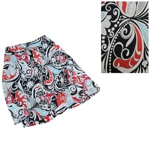 Courtenay Skirt A-Line Flowy Paisley Red Blue White Black - Size 10